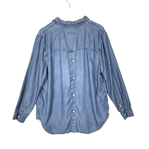 Banana Republic Shirt Womens XL Chambray Boyfriend Fit Button Back Pullover Blue - Picture 5 of 13